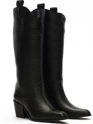 Giydim Gidiyor Ryan Hakiki Deri Kovboy Çizme Siyah