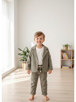 MİNİM Çocuk Takım Erkek Keten Ceketli Takım