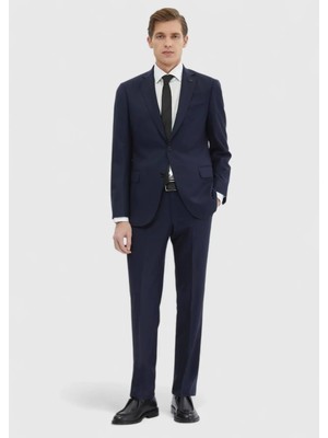 Ramsey Lacivert Düz Regular Fit Yün Karışımlı Takım Elbise