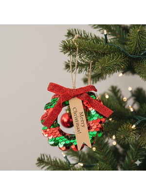 Dodomar 7,5 cm – Yılbaşı Ağaç Süsü Pullu Payetli Çelenk Askılı Dekoratif Süs