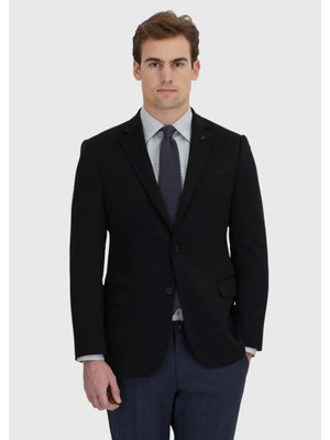 Ramsey Siyah Düz Regular Fit %100 Kaşmir Ceket