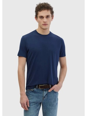 Ramsey Lacivert Düz Bisiklet Yaka T-Shirt