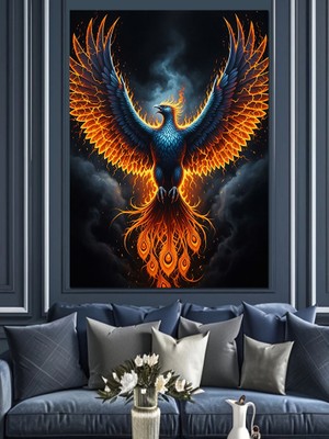 Tablomega Ateş Kuşu Anka Sanatı Dekoratif Kanvas - Mdf Ahşap Tablo