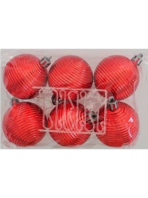 Kikajoy Yılbaşı Ağaç Süsü 6'lı 5 cm Kırmızı Hasır