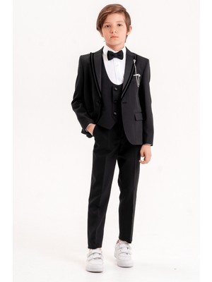 Turuncu Gardrop 3-14 Yaş Premium Erkek Çocuk Damatlık Siyah