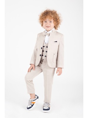 Turuncu Gardrop 1-8 Yaş Cool Hakim Yaka Planet Çocuk Takım Elbise Bej