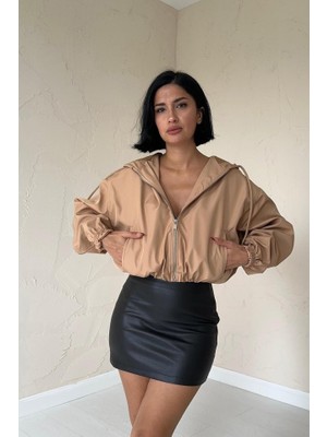 Moda Loris Vizon Kısa Fermuarlı Bomber Ceket