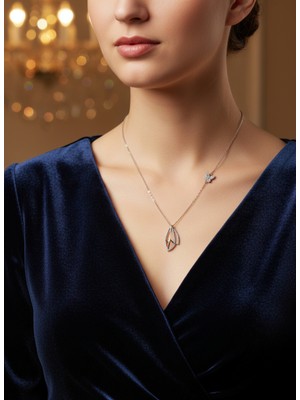 Zarene Silver Ikiz Kanat Kelebek Kolye 925 Ayar Gümüş