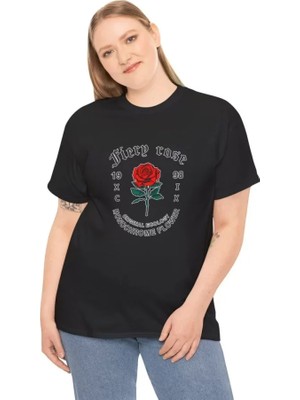 Moda Loris Unisex Bisiklet Yaka Baskılı T-Shirt - Siyah