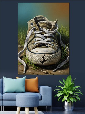 Tablomega Eski Spor Ayakkabı Resmi Dekoratif Kanvas - Mdf Ahşap Tablo