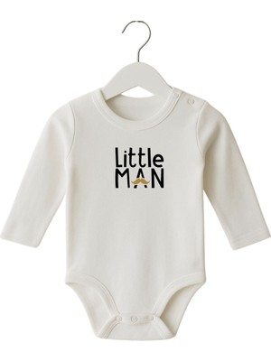 Babytex %100 Pamuk Bebek Body & Zıbın Little Man Baskılı Zıbın Uzun Kollu Zıbın