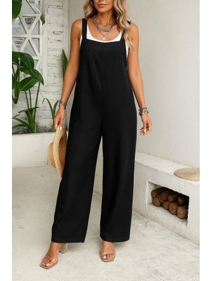 Moda Loris Kadın Askılı Yandan Fermuarlı Geniş Paçalı Valencia Tulum