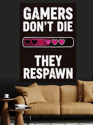 Tablomega Oyuncu Yazılı Siyah Poster Dekoratif Kanvas - Mdf Ahşap Tablo