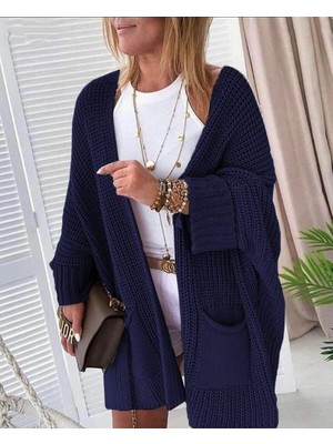 Moda Loris Oversize Kalıp Cepli Salaş Triko Hırka Laci