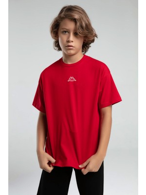 Turuncu Gardrop 5-16 Yaş Kappa Lisanslı Sırt Baskılı Erkek Çocuk Tişört Kırmızı