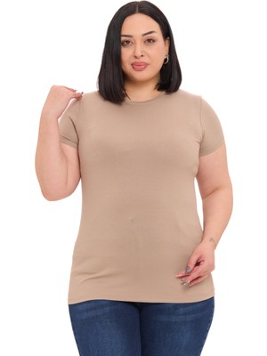 Disentis Modest Büyük Beden Bisiklet Yaka Kısa Kollu Viskon Vizon Body