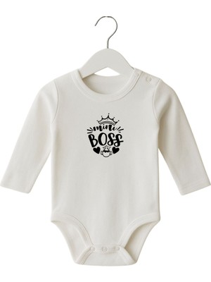 Babytex %100 Pamuk Bebek Body & Zıbın Miniboss Baskılı Zıbın Uzun Kollu Zıbın
