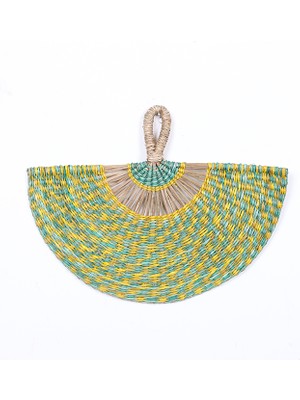 Mylamp Elvan Yeşil & Sarı  42X34 Cm. Japon Yelpaze