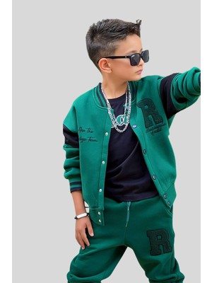 Turuncu Gardrop 4-12 Yaş Ready Kolej Ceketli Erkek Çocuk Eşofman Takımı Yeşil