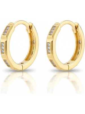 Güzide Kuyumcu 14 Ayar Altın Taşlı Halka Küpe 1183