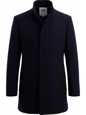 Uki Erkek Lacivert Kaşe Hakim Yaka Kaban Orta Kalınlıkta Günlük Kullanım İçin