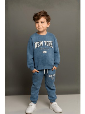 Turuncu Gardrop 5-14 Yaş New York Batik Desen Erkek Çocuk Takım Mavi