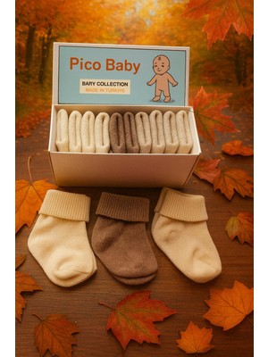 Pico Baby Organik Pamuk Unisex 5'li Kutulu Premium Yeni Doğan Bebek & Çocuk Çorabı
