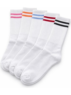 Sky Socks 5'li Havlu Kalın Kışlık Renkli Çemberli Unisex Tenis Çorap Seti