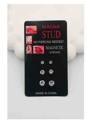 Chic & Shine 3 Çift Mıknatıslı Zirkon Taşlı Unisex Küpe 2-4-6 mm