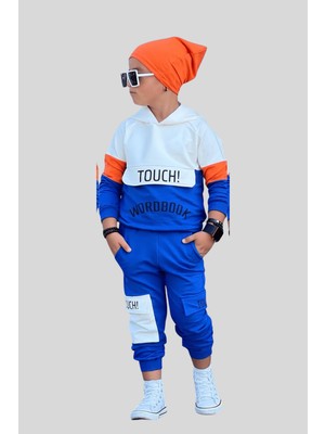 Turuncu Gardrop 4-12 Yaş Touch Kapüşonlu Erkek Çocuk Takım Mavi
