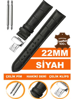 Cobra 22 mm Fossil-Welder-Casio-Seiko-Omega-Armani Saat Uyumlu Klipsli Hakiki Deri Saat Kordonu LS35-22 mm