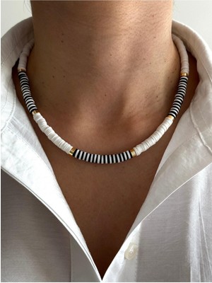 Hercy Siyah Beyaz Fimo Kolye