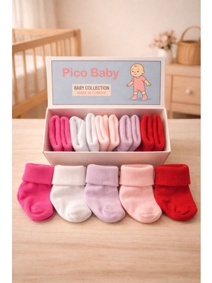 Pico Baby Organik Pamuk Unisex 5'li Kutulu Premium Yeni Doğan Bebek & Çocuk Çorabı