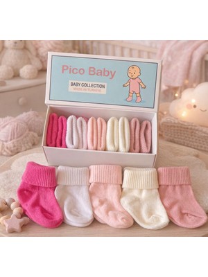 Pico Baby Organik Pamuk Unisex 5'li Kutulu Premium Yeni Doğan Bebek & Çocuk Çorabı