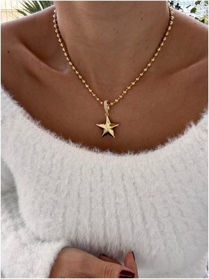 Hercy Gold Charm Top Zincir Çelik Kolye | Paslanmaz Çelik Charm Kolye | Gold Zincir Kolye