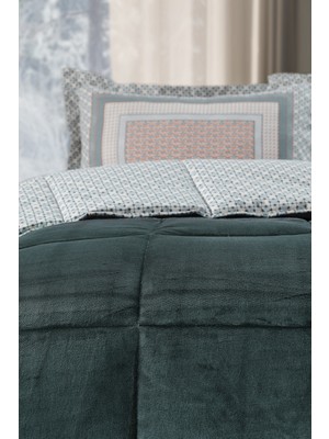 Doqu Home Venüs Next Tek Kişilik Yorgan Seti Pamuk 155x215 cm Yeşil Renkli Desenli