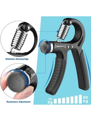 S'82 Sertlik Ayarlı El Yayı Ayarlanabilir Bilek Kas Güçlendirme Aleti 10-60 kg