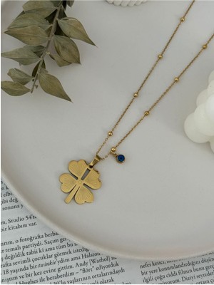 Hercy 4 Yapraklı Yonca Uzun Arpa 316L Paslanmaz Çelik Zincir (45 Cm)