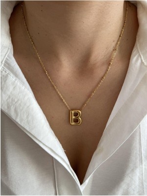 Hercy Balon Harf Çelik Kolye | 316 L Paslanmaz Çelik Harf Kolye