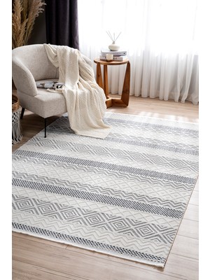 Koza Halı Koza Hayad Monaco Krem Siyah Halı  Salon Oturma Odası Yatak Odası Koridor Makine Halısı 33342