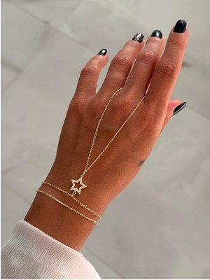 Hercy Zirkon Taşlı 14K Altın Kaplama Yıldız Şahmeran | Renk Atmaz Şahmeran Bileklik