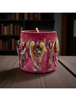 Melek Yılbaşı Kırmızı Mumluk Vanilya Kokulu Soya Mumu