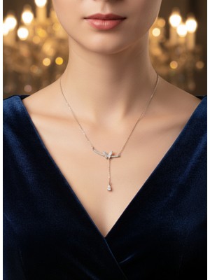 Zarene Silver Kanatlı Damla Kelebek Kolye 925 Ayar Gümüş