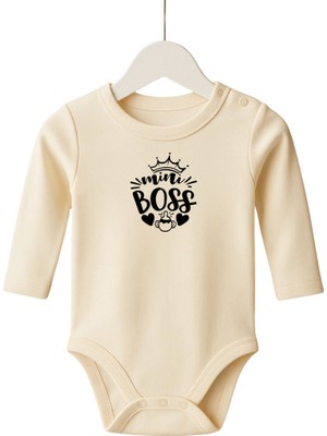 Babytex %100 Pamuk Bebek Body & Zıbın Miniboss Baskılı Zıbın Uzun Kollu Zıbın