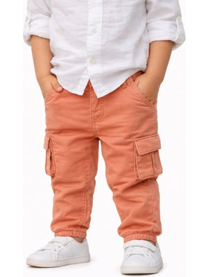 Erkek Çocuk Somon Pantolon Kargo Cepli Ayarlanabilir Lastikli