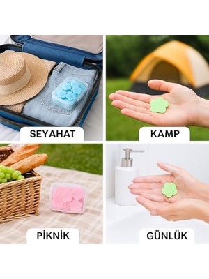 Vios Store Tek Kullanımlık Çiçek Şekilli Sihirli Sabun Kağıdı,taşınabilir Hijyenik El Yıkama Sabunu, Seyahat, Piknik ve Günlük Kullanım Için (2 Kutu)