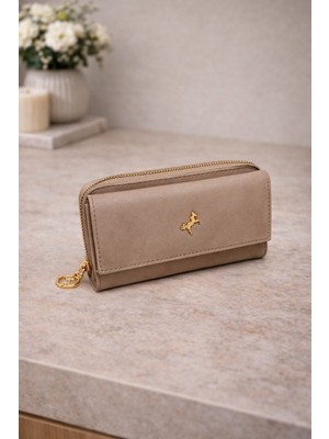 Lorevie Kadın Siyah Fermuarlı Uzun Cüzdan Gold Aksesuarlı Şık Günlük Cüzdan