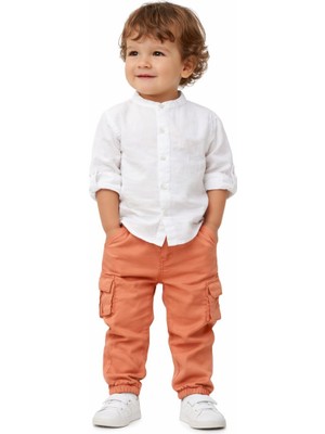 Erkek Çocuk Somon Pantolon Kargo Cepli Ayarlanabilir Lastikli