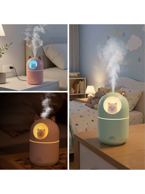 Tedaks Kedicik Figürlü Hava Nemlendirici – Ultrasonik Soğuk Buhar Makinesi, LED Işıklı Masaüstü Oda Nemlendirici