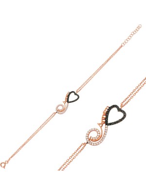 Fm Gümüş Rose Kalpli Sonsuzluk Annem Bayan Bileklik